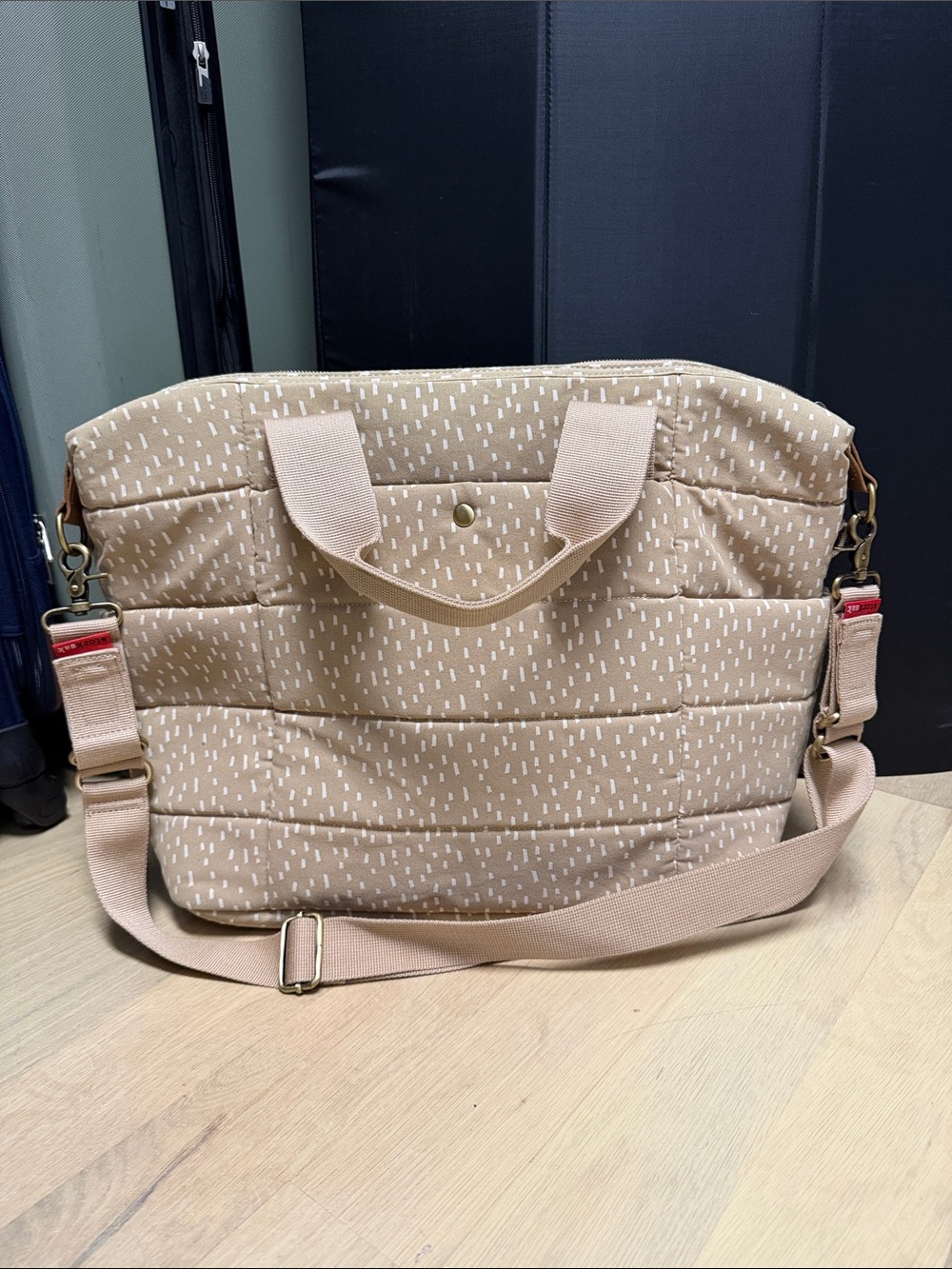 Storksak Beige Quilted Tote Bag with Adjustable Strap